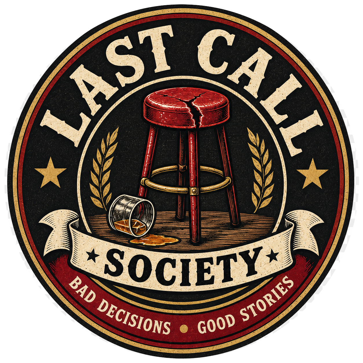 Last Call Society barstool emblem